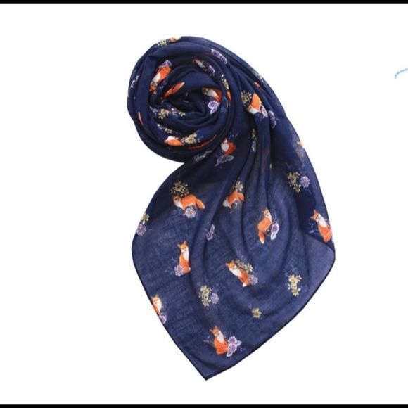 🌞 Printed Village Fox Oversized Fox Scarf - Picture 1 of 5